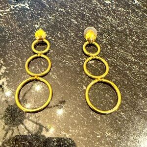 14k gold 3 row hoops earrings